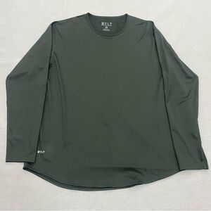 BYLT Basics Shirt Men’s XXL Drop Cut Long Sleeve Lux T-Shirt Stretch Olive Green